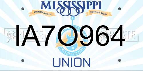 IA7O964 Mississippi License Plate