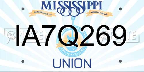 IA7Q269 Mississippi License Plate
