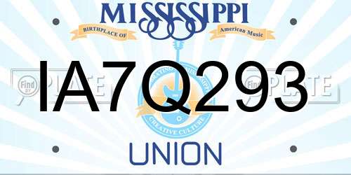IA7Q293 Mississippi License Plate
