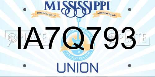 IA7Q793 Mississippi License Plate