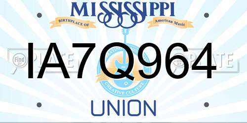 IA7Q964 Mississippi License Plate