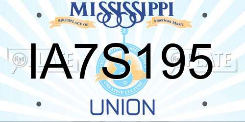 IA7S195 Mississippi License Plate