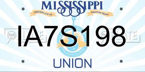 IA7S198 Mississippi License Plate