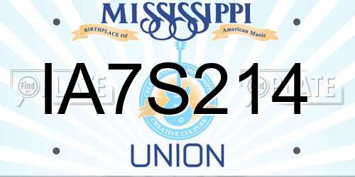 IA7S214 Mississippi License Plate