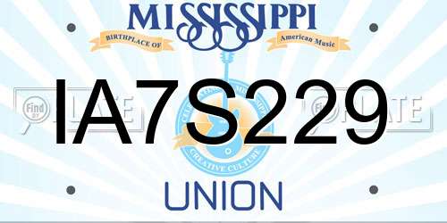 IA7S229 Mississippi License Plate