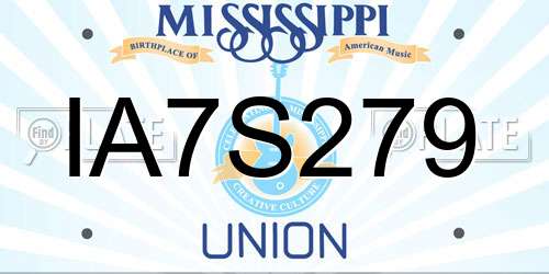 IA7S279 Mississippi License Plate