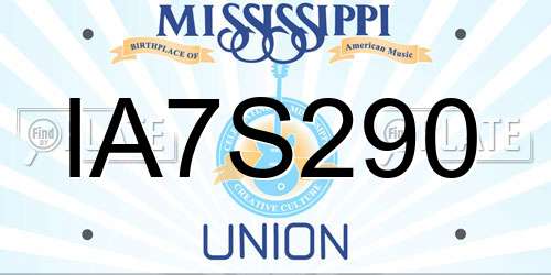 IA7S290 Mississippi License Plate