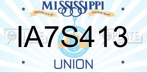 IA7S413 Mississippi License Plate