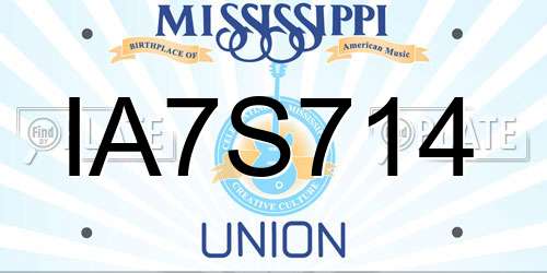 IA7S714 Mississippi License Plate