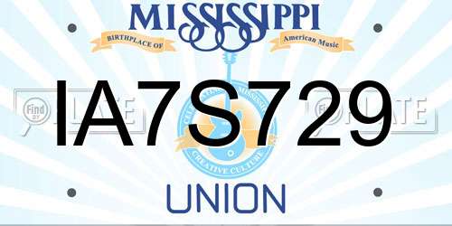 IA7S729 Mississippi License Plate