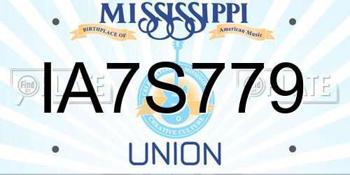 IA7S779 Mississippi License Plate