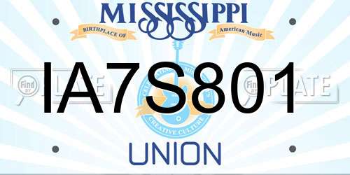 IA7S801 Mississippi License Plate