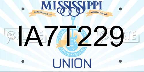 IA7T229 Mississippi License Plate