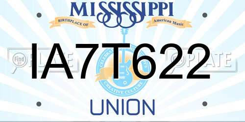IA7T622 Mississippi License Plate