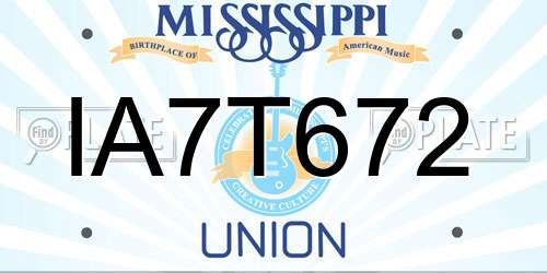 IA7T672 Mississippi License Plate