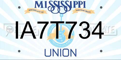 IA7T734 Mississippi License Plate