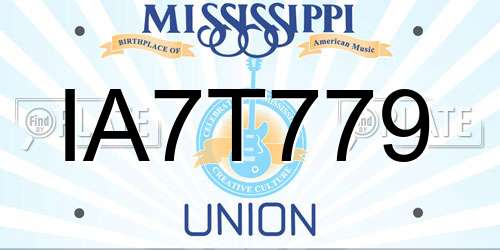 IA7T779 Mississippi License Plate