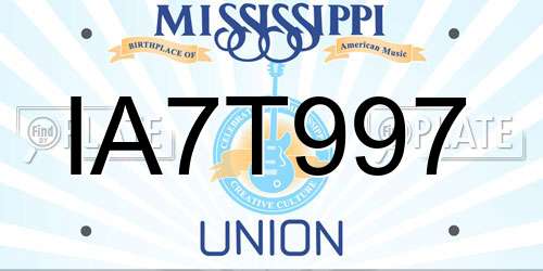 IA7T997 Mississippi License Plate