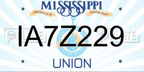 IA7Z229 Mississippi License Plate