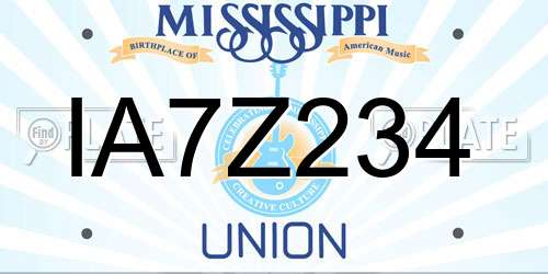 IA7Z234 Mississippi License Plate