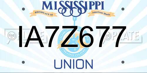 IA7Z677 Mississippi License Plate