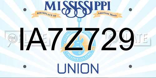 IA7Z729 Mississippi License Plate