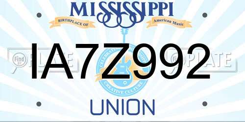 IA7Z992 Mississippi License Plate