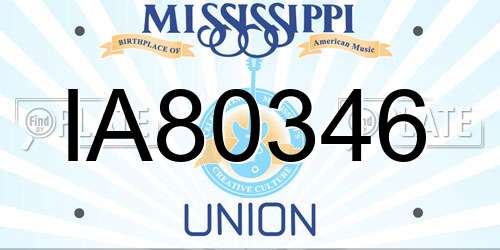 IA80346 Mississippi License Plate