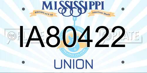 IA80422 Mississippi License Plate