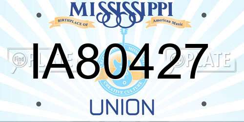 IA80427 Mississippi License Plate