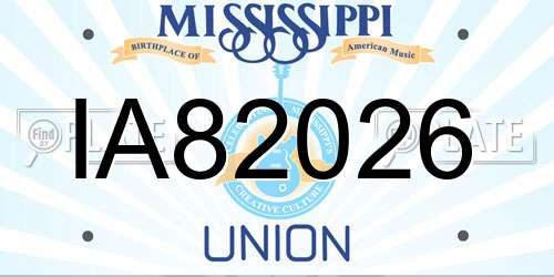IA82026 Mississippi License Plate