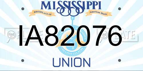 IA82076 Mississippi License Plate
