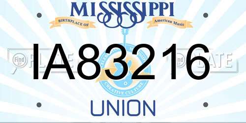 IA83216 Mississippi License Plate
