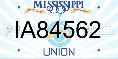 IA84562 Mississippi License Plate