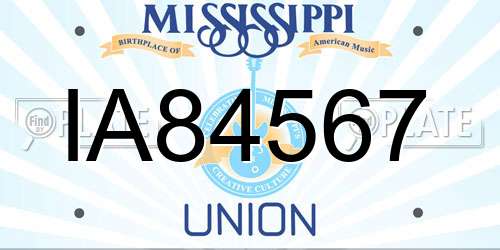 IA84567 Mississippi License Plate