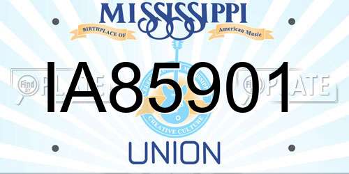 IA85901 Mississippi License Plate