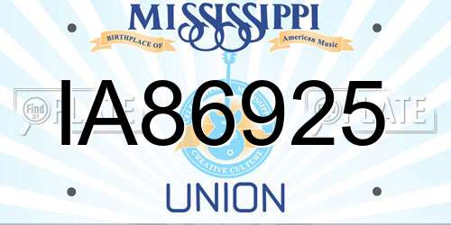 IA86925 Mississippi License Plate