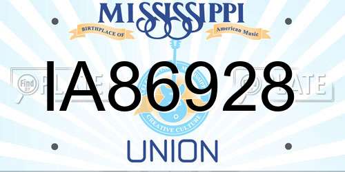 IA86928 Mississippi License Plate
