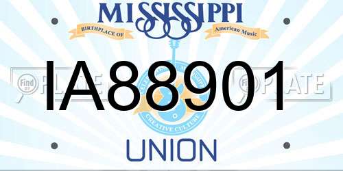 IA88901 Mississippi License Plate