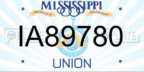 IA89780 Mississippi License Plate