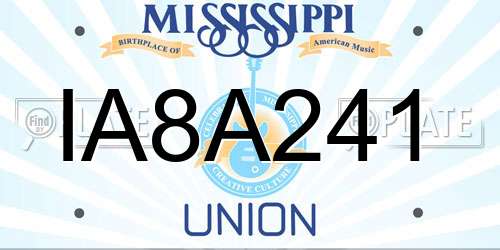 IA8A241 Mississippi License Plate