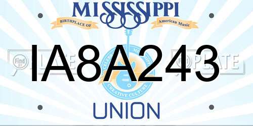 IA8A243 Mississippi License Plate