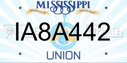 IA8A442 Mississippi License Plate