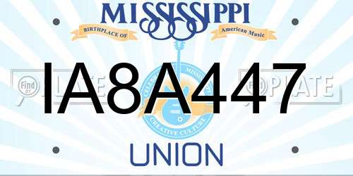 IA8A447 Mississippi License Plate