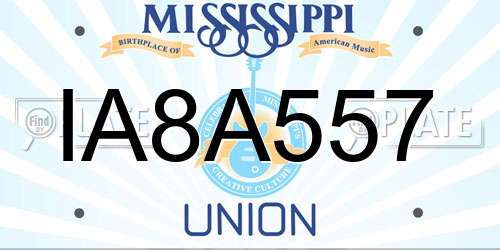 IA8A557 Mississippi License Plate