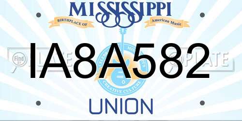 IA8A582 Mississippi License Plate