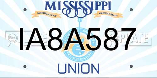 IA8A587 Mississippi License Plate