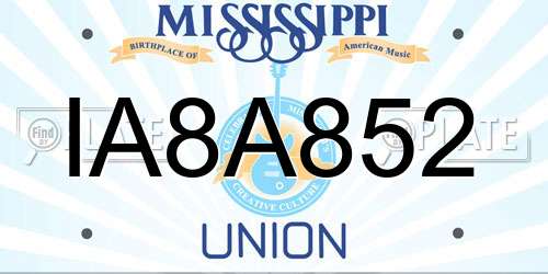 IA8A852 Mississippi License Plate