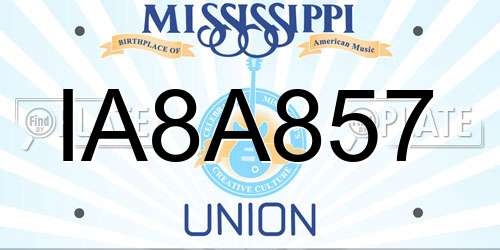 IA8A857 Mississippi License Plate