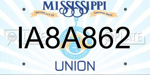 IA8A862 Mississippi License Plate